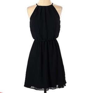 Lush Black Dress with High Neck